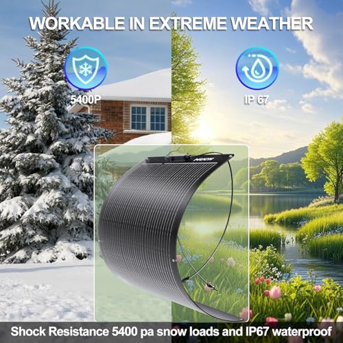 200W Flexible Solar Panel 12V Portable Power Charging with Waterproof IP67 for RV Boat Marine Outdoor Camping (2 Pcs 100W) - size: 200W Panel