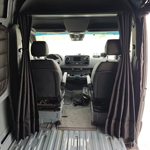 Privacy Cab Curtain for Mercedes-Benz Sprinter High Roof Van, 2007-Current, Divider Screen for Cab & Living Quarters, Magnetic Closure, Without Curtain Rod