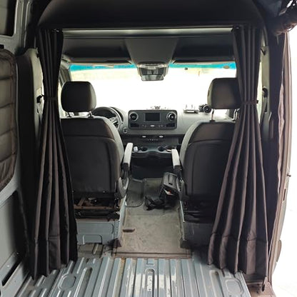 Privacy Cab Curtain for Mercedes-Benz Sprinter High Roof Van, 2007-Current, Divider Screen for Cab & Living Quarters, Magnetic Closure, Without Curtain Rod
