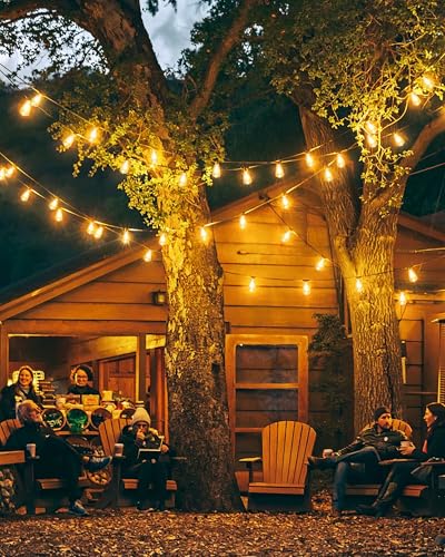 Doukedge Outdoor String Lights Waterproof, 25 Feet Patio Lights with 13 ST38 Edison Bulbs(1 Sqare), Hanging Lights with Plug in Cord for Porch, Blacony, Backyard, Bistro, Garden, 2700K