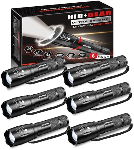 1 Mode Flashlights 6 Pack, Bright Zoomable LED Tactical Flashlight High Lumens, Water Resistant Portable Pocket Flash Light for Emergency, Camping Essentials, Gift - SL2000 - size: 6 Pack