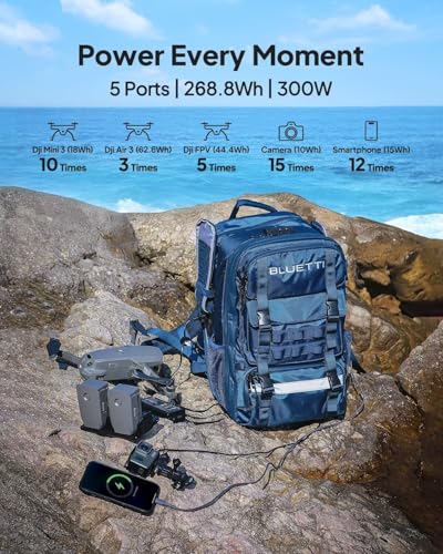 BLUETTI Solar Backpack Power Station Handsfree 1 with 100W Solar Panel Included, 268.8Wh 300W LiFePO4 Solar Generator with a 42L Backpack, All in One Solar Power System for Hiking, Photography, Travel - style: BLUETTI Handsfree1+100W Solar Panel