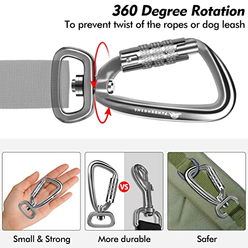 2 Pack Locking Carabiner Clip 2.5" with Swivel Ring for Securing Pets, Dog Leash Harness, Camping, Hiking, Keychains - color: Silver