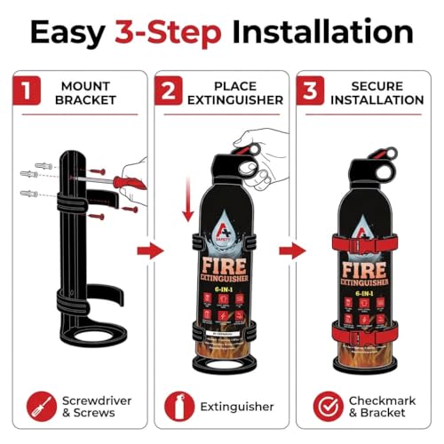 A+ Safety Fire Extinguisher, Portable, Safe to Store in Cars & Garages, Great for Airbnb Trips, College Students, & Home Use, Mounting Brackets Included for Quick Access, 4-Pack