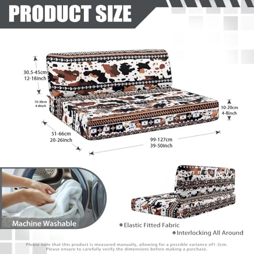 RV Dinette Cushion Covers Aztec Brown Cow Print Camper Cushion Slipcovers Stretch Washable Couch Covers for RV Camper Sofa Bed Easy to Install - color: Aztec Brown Cow Print