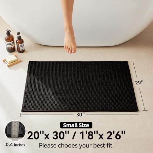 Triohero Bathroom Rugs Non Slip Washable, Super Absorbent Thin Bath Mat Small Quick Dry Low Pile Bathroom Rug, Black 20"x30" - color: Black, size: 20"x30"
