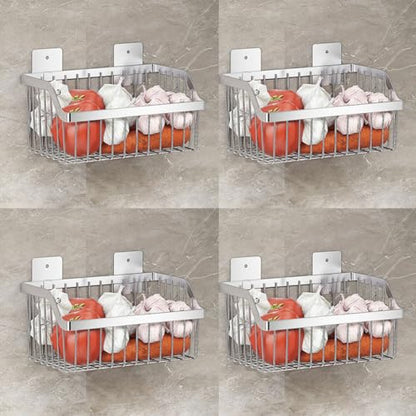 Metal Wire Hanging Basket, SUS304 Stainless Steel, 4-Pack Hanging Wall Organizer Basket, Wall Mounted Shelves, Organizing Baskets for Home Kitchen, Bathroom, Pantry Utility - size: 9.8Inch 4PCS
