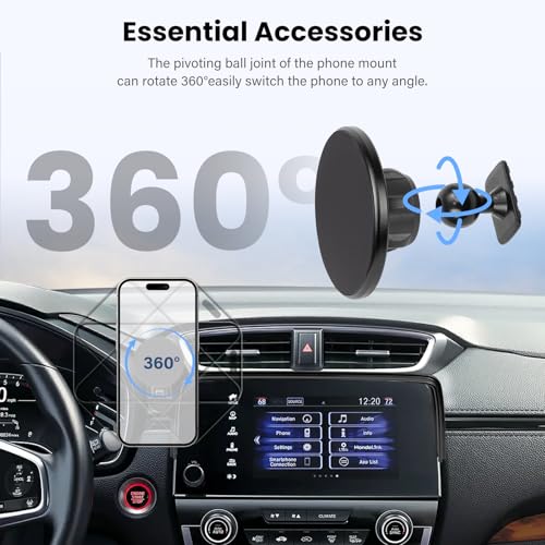 Car Phone Holder for 2017-2022 Honda CRV Accessories 5/7-inch Screen Fixed Clip, Magnet Cell Phone Mount Compatible with MagSafe 360° Rotation Phone Automobile Cradles - size: 17-22 Honda CRV