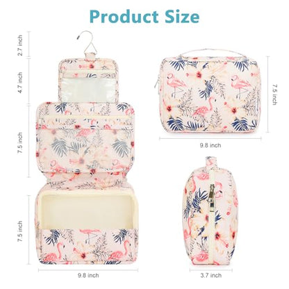 Mossio Hanging Toiletry Bag with Sturdy Hook - Large Portable Cosmetic Makeup Travel Organizer for Men & Women - color: Beige Bird