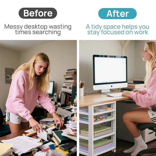 Vtopmart Plastic Drawer Storage Rolling Cart with Wheels, 4-Tier Drawer Organizer for Art Crafts Supplies, Home Office Supplies, Toys, Under Desk Storage for Office, Craft Room, Bedroom, Classroom - style: 4 Tier 4 Drawers