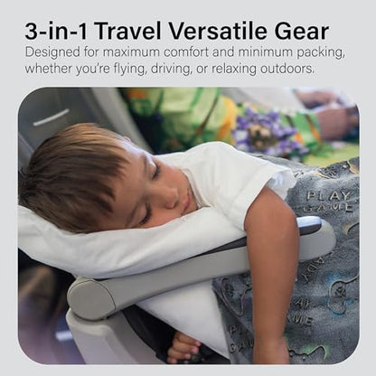 NAPRO Kids 3-in-1 Travel Blanket and Pillow Combo, Convertible Infinity Scarf, Lightweight Neck Support for Airplane, Car & Camping, Glow-in-the-Dark - Gamer - color: Gamer
