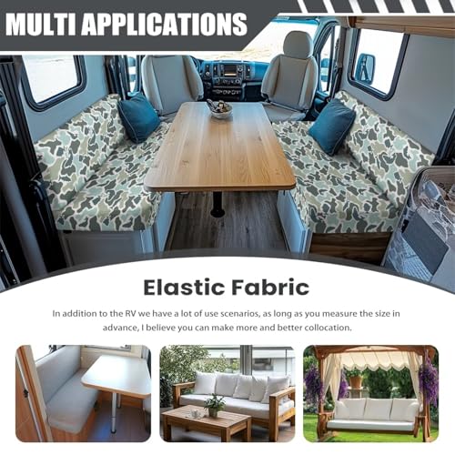 SEANATIVE Fish Camo RV Dinette Cushion Covers Stretch RV Sofa Seat Slipcovers Replacement Non-Slip Camper Cushion Slipcovers Washable RV Dinette Seat Covers - color: Fish Camo