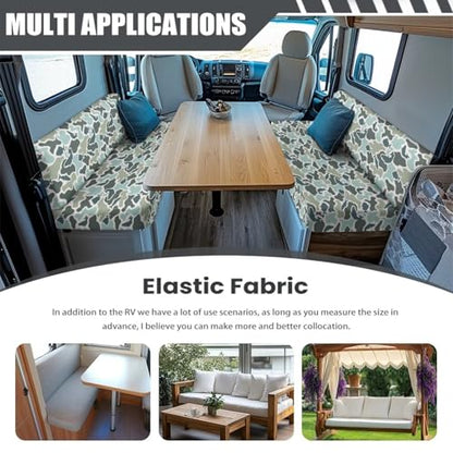 SEANATIVE Fish Camo RV Dinette Cushion Covers Stretch RV Sofa Seat Slipcovers Replacement Non-Slip Camper Cushion Slipcovers Washable RV Dinette Seat Covers - color: Fish Camo
