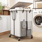40 Gal Large Laundry Hamper with Lid, Rolling Laundry Basket with Wheels, Oxford Fabric Dirty Clothes Hampers with Removable Laundry Bag & Metal Frame for Bedroom, Laundry Room, Bathroom, Dorm(White) - color: White-2