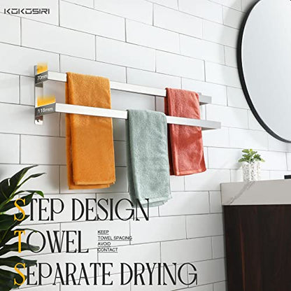 KOKOSIRI Bath Towel Bars 32 Inches Bathroom 2-Tiers Ladder Towel Rails Towel Holders Wall Mounted Towels Shelves Rack Brushed Stainless Steel, B5008BR-L32 - color: Brushed Nickel, size: 32-Inch
