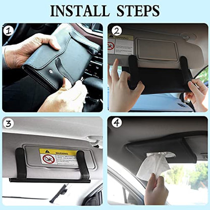 Car Tissue Holder, 2 Pack Sun Visor Napkin Holder, Premium PU Leather, Car Mask Holder for Sun Visor Vehicle, with Tissue Refill, Black&Beige - color: 2pack-black & Black