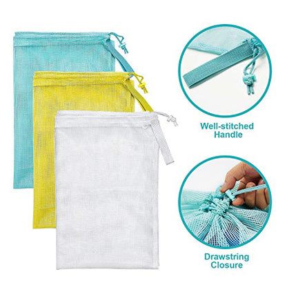Laundry Bags, Mesh Heavy Duty 24" x 36" with Drawstring Closure, 3-Pack, White - color: White-3Pack