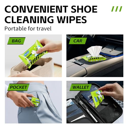 X-SMILE Sneaker Cleaner Wipes, Pre-Moistened Shoe Wipes for White Sneakers, Leather, Canvas & Rubber, Portable - style: 72 Wipes (6 Packs)