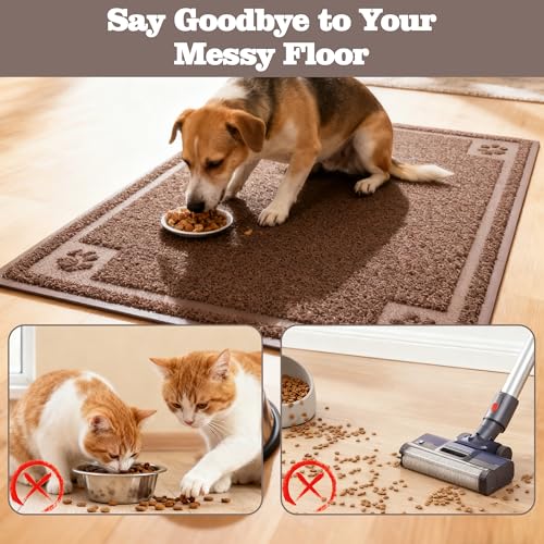 Darkyazi Pet Feeding Mat Large for Dogs and Cats,24"×16" Flexible and Easy to Clean Feeding Mat,Best for Non Slip Waterproof Feeding Mat. (Coffee) - color: Coffee
