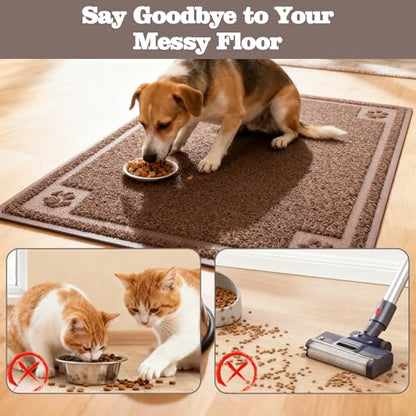 Darkyazi Pet Feeding Mat Large for Dogs and Cats,24"×16" Flexible and Easy to Clean Feeding Mat,Best for Non Slip Waterproof Feeding Mat. (Coffee) - color: Coffee