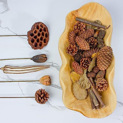 BTEOBFY Wooden Fruit Bowl Handcrafted Wood - Natural Fruit Basket for Kitchen Counter Display, Decorative Bowl for Apples, Oranges, Pineapples (15 Inch) - size: 15 inch