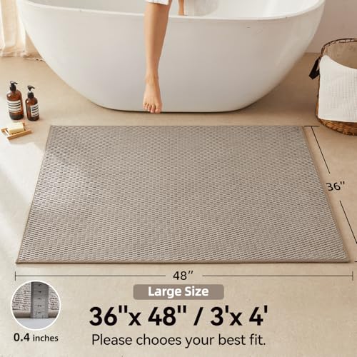 Triohero Large Bathroom Rugs Non Slip Washable Bath Rugs Super Absorbent Bathroom Rug Thin Quick Dry Low Pile Bath Mats, Beige 36"x48" - color: Beige, size: 36"x48"