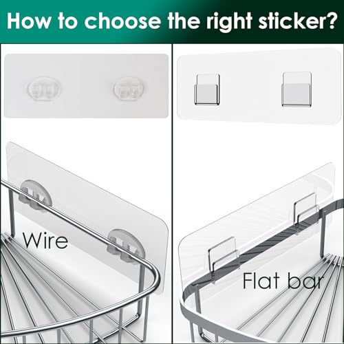 Shower Caddy Adhesive Replacement Stickers, Shower Organizer Adhesive Replacement Strips (Transparent - 6 Packs) - color: Transparent - 6 Packs