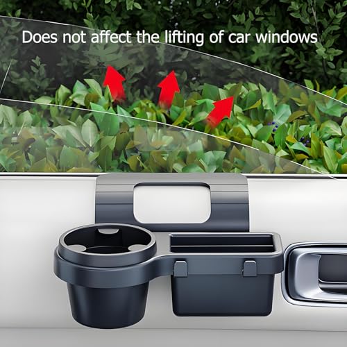 GDQ Car Cup Holder - Hanging Car Door Window Drink Coffee Door Cup Holder with Clip-On Design, No Drill, with Phone Holder, Key Hook & Charging Port Universal Fit for SUV Truck Sedan（1 Pack）