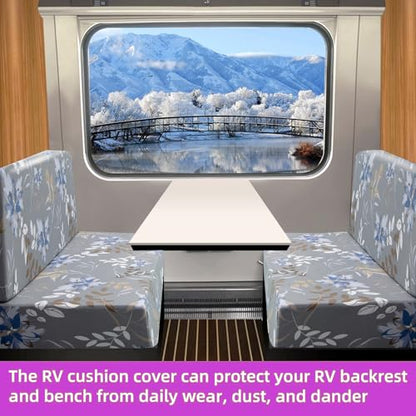 TOPCHANCES RV Dinette Cushion Covers,Stretch Camper Cushions Cover Replacement Bench Cushion Cover Washable Loveseat Slipcovers for Travel Trailer Couch (Pattern 3) - color: Pattern 3