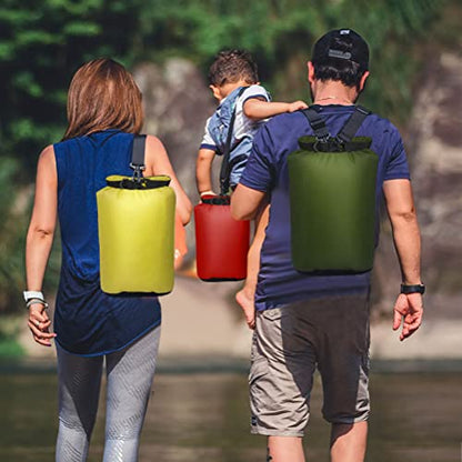 Pimoys 5 Pack Waterproof Dry Sacks, Lightweight Outdoor Dry Bags 20L /12L / 10L/ 6L/ 3.5L Ultimate Dry Bags for Kayaking Camping Rafting Boating - color: Multicolor