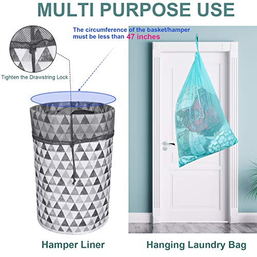 Mesh Laundry Bags, 24" x 36", Heavy Duty with Reinforced Handles, Foldable & Portable, Drawstring Closure, 3-Pack, Mixed Colors - color: White,Yellow,Green