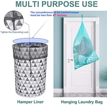 Mesh Laundry Bags, 24" x 36", Heavy Duty with Reinforced Handles, Foldable & Portable, Drawstring Closure, 3-Pack, Mixed Colors - color: White,Yellow,Green
