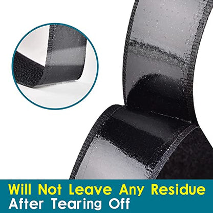 1 Inch x 82 Feet Black Hook Loop Strips with Adhesive Heavy Duty, Double Sided Hook Loop Rolls, Picture Hanging Strips, Bulk Sticky Straps Wall Hanging Tape - size: 1in x 82ft, style: Black