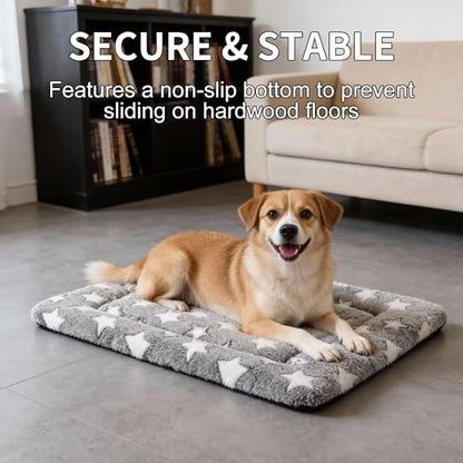 Dog Crate Mat, 4 Piece Reversible Pet Bed, Polyester, Machine Washable, Small Dogs & Cats, Rectangular(Gray Star, 30" L x 20" W x 1.5" Th) - color: Grey Star-4pcs, size: 30"L*20"W*1.5"Th