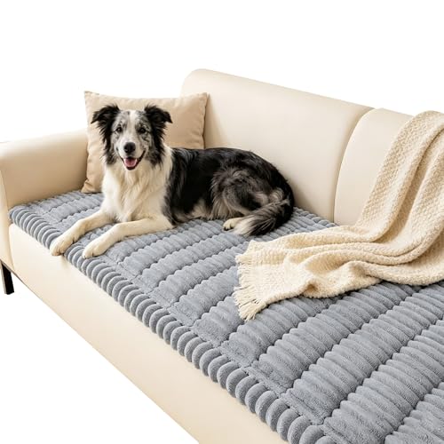 Capslpad Couch Covers for Dogs Washable Non Slip Pets Sofa Covers Fuzzy Sofa Slipcover Geometric Pet Friendly Mat Cushion Protector Travel Pet Mat for Living Bedroom Car Back Seat, Grey 27.5"x59" - color: Grey, size: 27.5"x59"