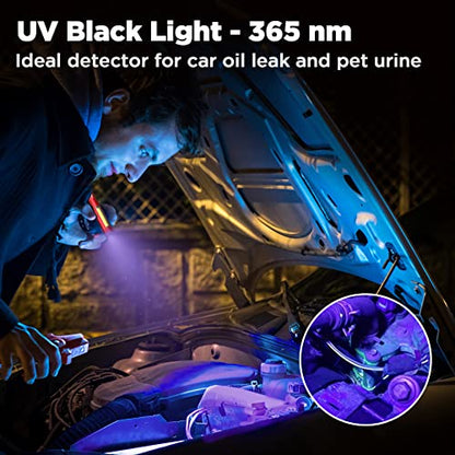 WORKPRO Rechargeable Pen Light, 450 Lumen LED Flashlight with 365 nm UV Black Light, Multifunctional Penlight for Mechanic Emergency Outdoor - color: Red