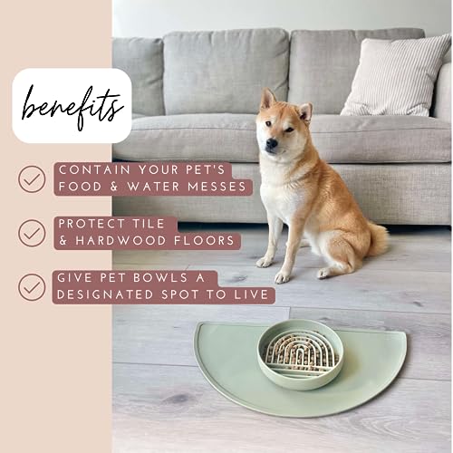 Should We Go? Waterproof Silicone Dog Food Mat – Medium Size Non-Slip Pet Bowl Mat, Raised Edge Design, Easy-to-Clean Pet Food Placemat for Dog & Cat Bowls, 21" Across x 10.5" Deep - Charcoal - color: Charcoal, size: Medium