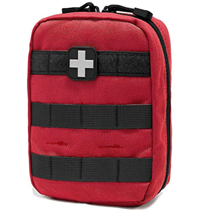 Carlebben EMT Pouch MOLLE Ifak Pouch Tactical MOLLE Medical First Aid Kit Utility Pouch - color: Red