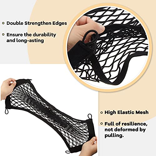 Frienda 2 Pcs Stretchable Small Cargo Net Pocket Boat Storage Mesh Net Elastic Automotive Storage Pouch with Mounting Screws and Hooks for Truck Car SUV Boats (17.7 x 9.8 Inches) - size: 17.7 x 9.8 Inches