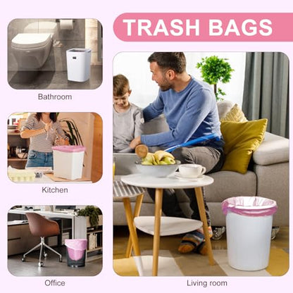 5 Rolls Small Trash Garbage Bags, 2.6 Gallon Strengthen Trash Bags, Durable Plastic Bags for Kitchen Office Home Bedroom Garden Waste Bin, Fit 10 Liter Trash-Can-Liners, 100 Count (Pink) - color: Pink