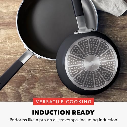 GreenPan x Bobby Flay 13 Piece Nonstick Cookware Pots and Pans Set, PFAS-Free Diamond Ceramic, Induction Suitable, Easy Clean Dishwasher & Oven Safe, Stay-Cool Silicone Handles, Glass Lids, Black - color: Black