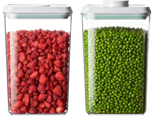 Pop Food Storage Containers Set Large Airtight Food Storage Containers with Pop Lids, Kitchen Pantry Organization and Storage, Cereal, Rice, Flour, Pasta & Snack Container, BPA Free, 2 x 2.8Qt - color: gray, 2*2.8qt