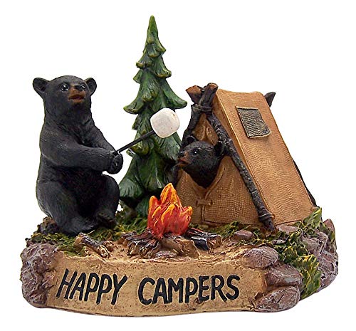Wowser Rustic Home Decor- Black Bear Camping Duo Figurine - 4.75 Inches