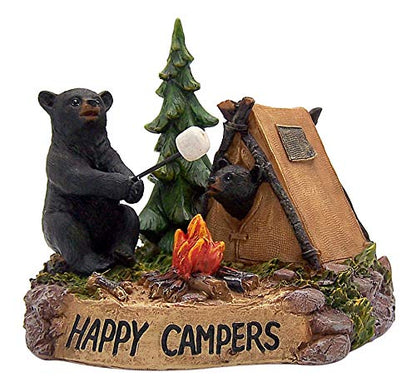 Wowser Rustic Home Decor- Black Bear Camping Duo Figurine - 4.75 Inches