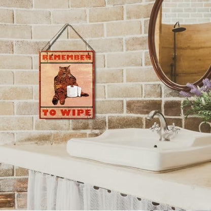 wall-pediments MP 469 Remember To Wipe Tabby Cat Toilet Plaque, 6.7 x 10 Inches Funny Bathroom Decor - color: Generic 9954