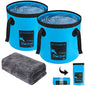 2 Pack Collapsible Bucket 5 Gallon Container Folding Water Bucket Portable Wash Basin for Outdoor Travelling Camping Fishing Gardening Car Washing 20L - color: Blue