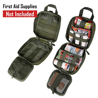 LIVANS 1000D First Aid Bag Empty Medical Ifak Pouch Molle EMT Pouches Rip-Away Tactical Military Trauma Emergency Medic Bag - color: Army Green(7.1"l X 3.5"w X 8"h)