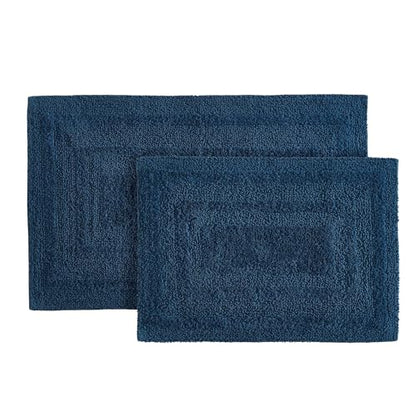 Eddie Bauer - Bathroom Rug, 100% Soft Plush Tufted Cotton Bath Rug, Highly Absorbent, Quick-Dry, and Skid-Resistant Backing (Logan Indigo Blue, 2 Piece) - color: Indigo Blue, style: 2 Piece