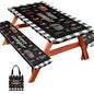 Picnic Table Cover with Bench Covers, Camping Essentials, Fitted Camping Tablecloth with Bag, Waterproof and oilproof with elastic Edge for Indoor Outdoor Patio, 72in (Happy Camper) - color: Happy Camper