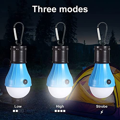 LED Camping Tent Lantern, Portable Outdoor Waterproof Emergency Light Bulb, Battery Powered with Clip Hook, Super Bright, for Hiking, Party，Camping, Fishing, Power Failure (4 Packs, Black ) - color: 4pcs black